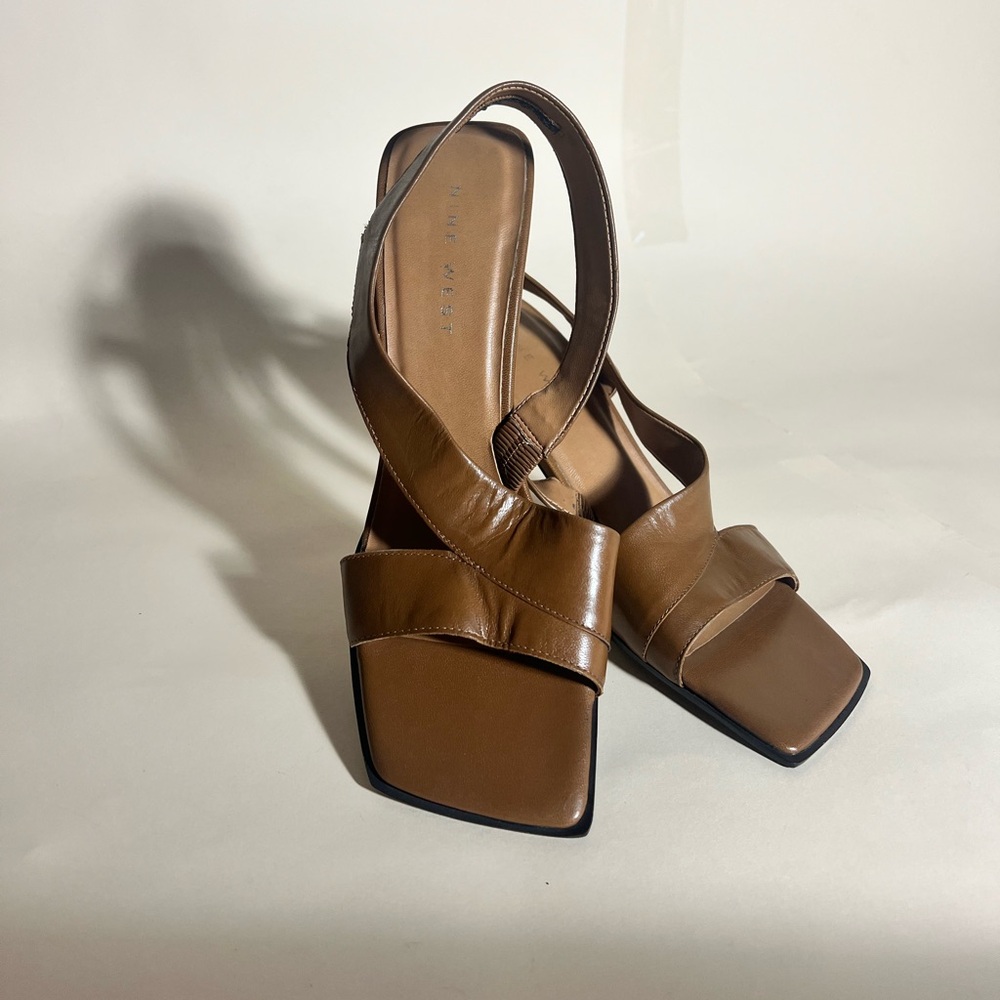 Nine West Leather Square Toe Heels